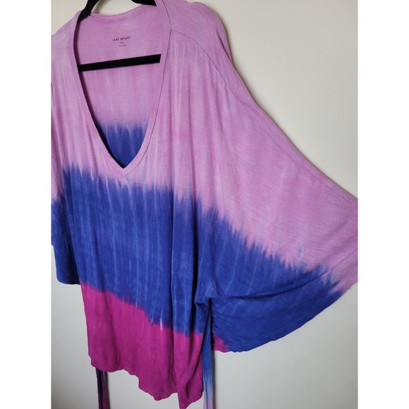 Lane Bryant Womens Tie Dye Poncho Top Tie Waist Slub Knit Size 18/20 - Picture 4 of 9